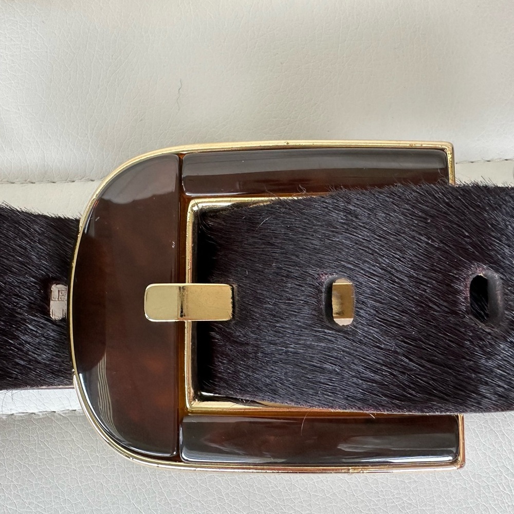 Worth New York Cola Haircalf and Tortoise Buckle Belt
